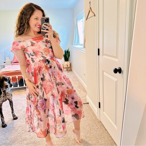 NWT ASOS Pink Floral Tulle Maxi Dress 4 - Picture 1 of 12